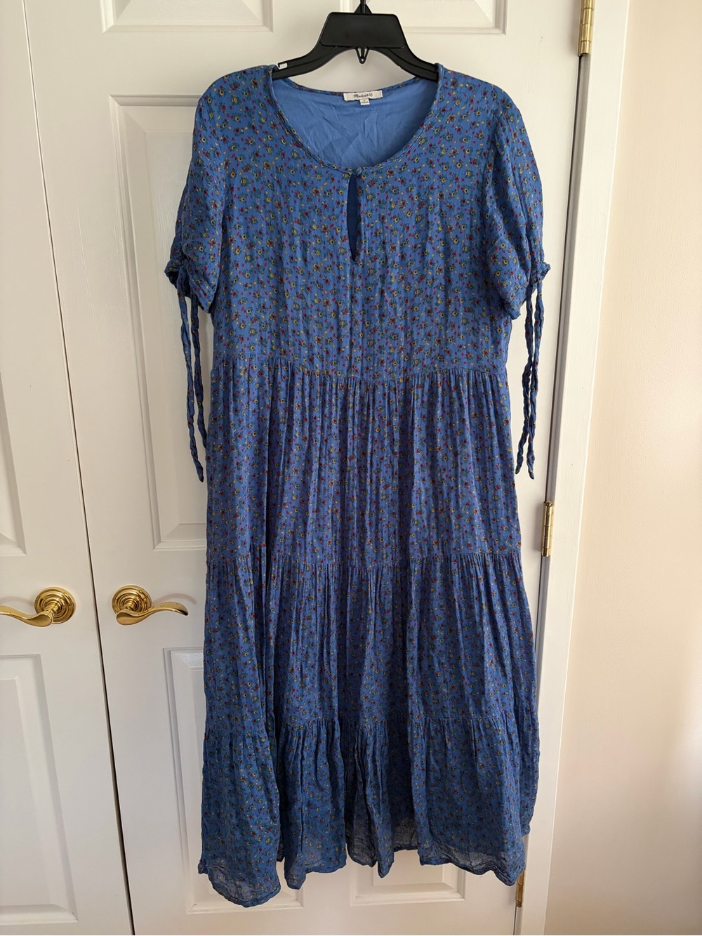 Madewell Light Blue Floral Tiered Midi Dress